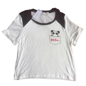 It ❤️ Closet Panda Raglan Black White Baseball Tee Large